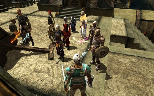 Groups have more fun. Two parties waiting outside quest entrance, House Kundarak