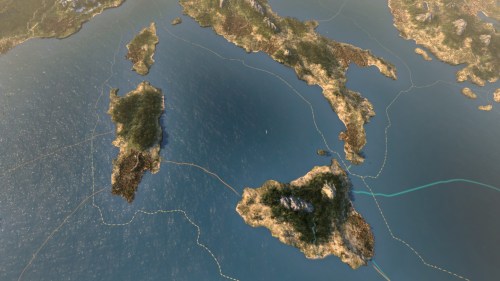 Long-legged Italy kicked poor Sicily into the Mediterranean Sea...